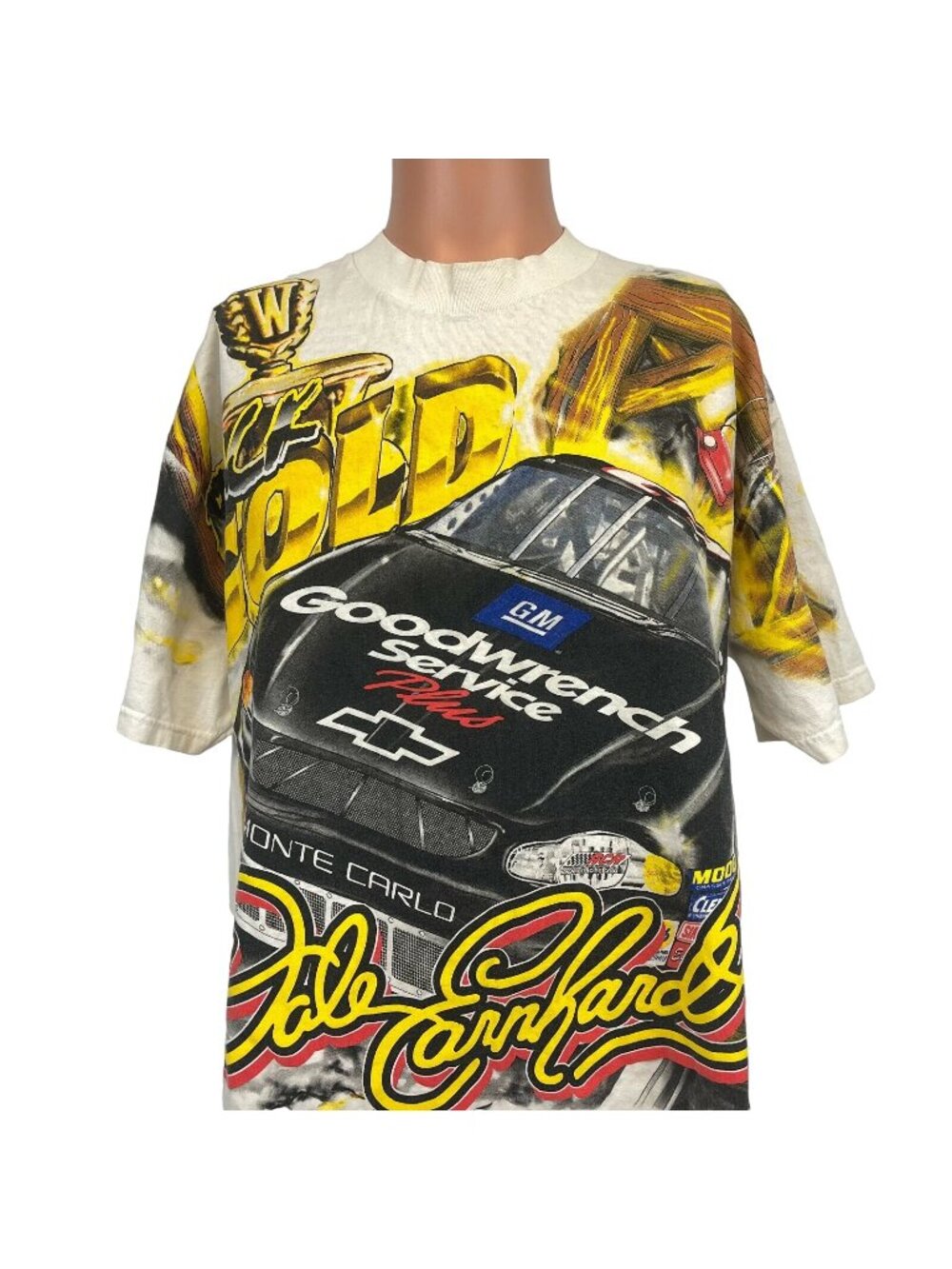 Vintage Dale Earnhardt T Shirt Mens L Chase Authentics All Over Print Nascar